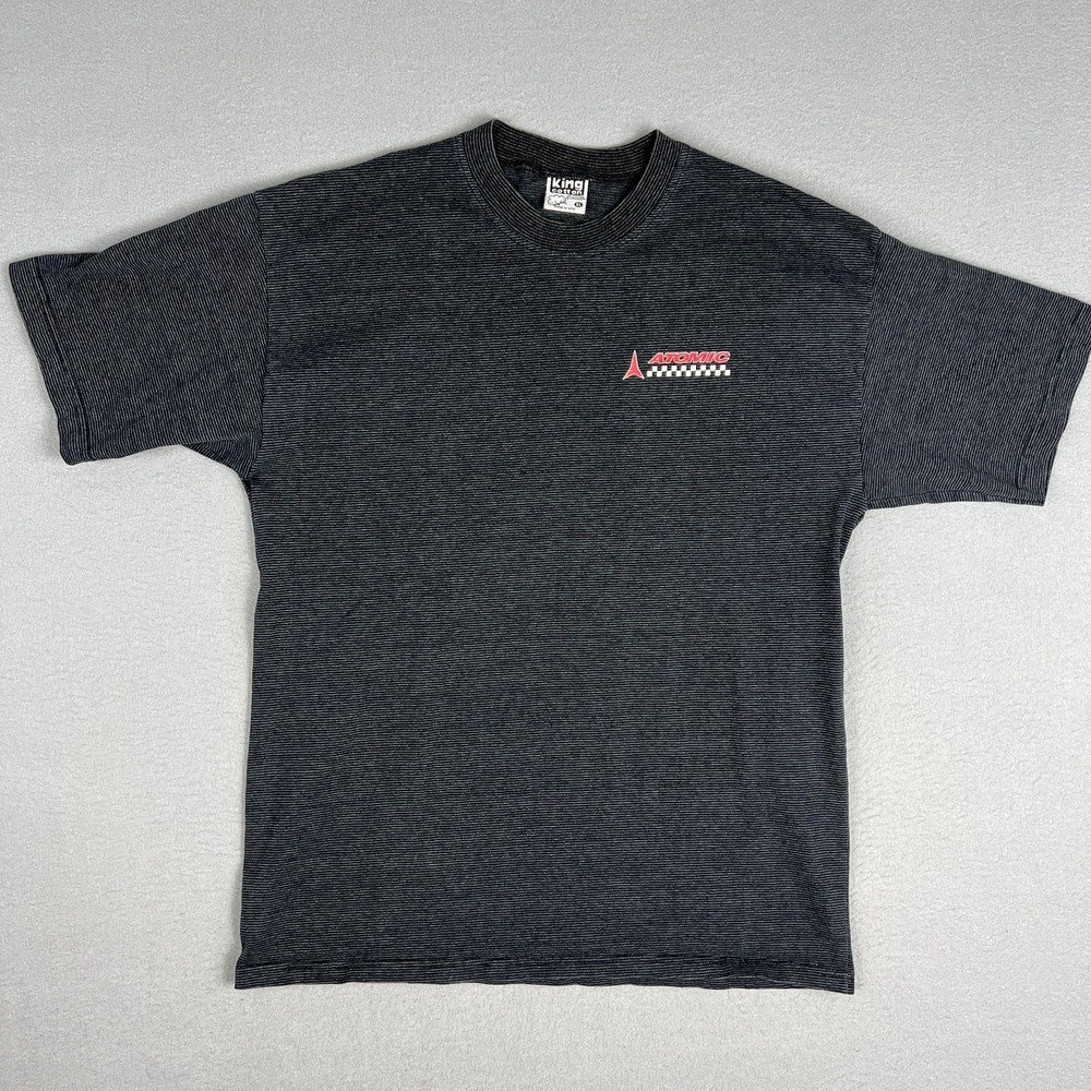VTG Atomic US Ski Team T Shirt Fits‎ L 1990s Skiing Striped Racing Made in USA